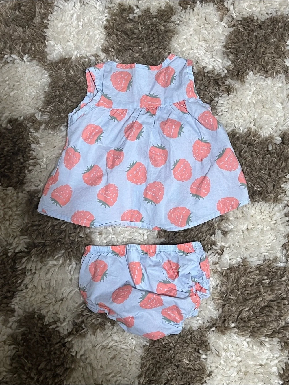 Carter's Pink Strawberry Print Baby Dress & Bloomers 6-9 months
